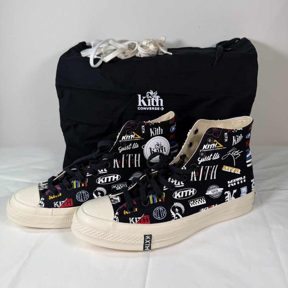 Kith Converse Chuck 70 High 10th Anniversary Black Multi Logo 172465C Mens 10